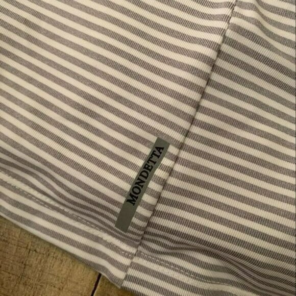 Mondetta womens small down feather puffer vest gray white striped oversized neck - Picture 13 of 13